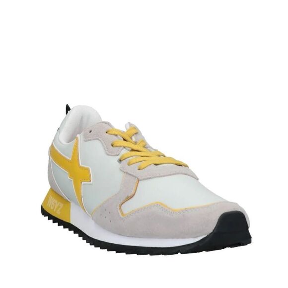 W6YZ Leather Techno Fabric Sneakers US8.5 EU42 Ivory Logo Multicolor - Picture 4 of 9